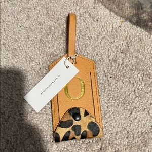 Anthropologie Tan and Leopard Print Luggage Tag